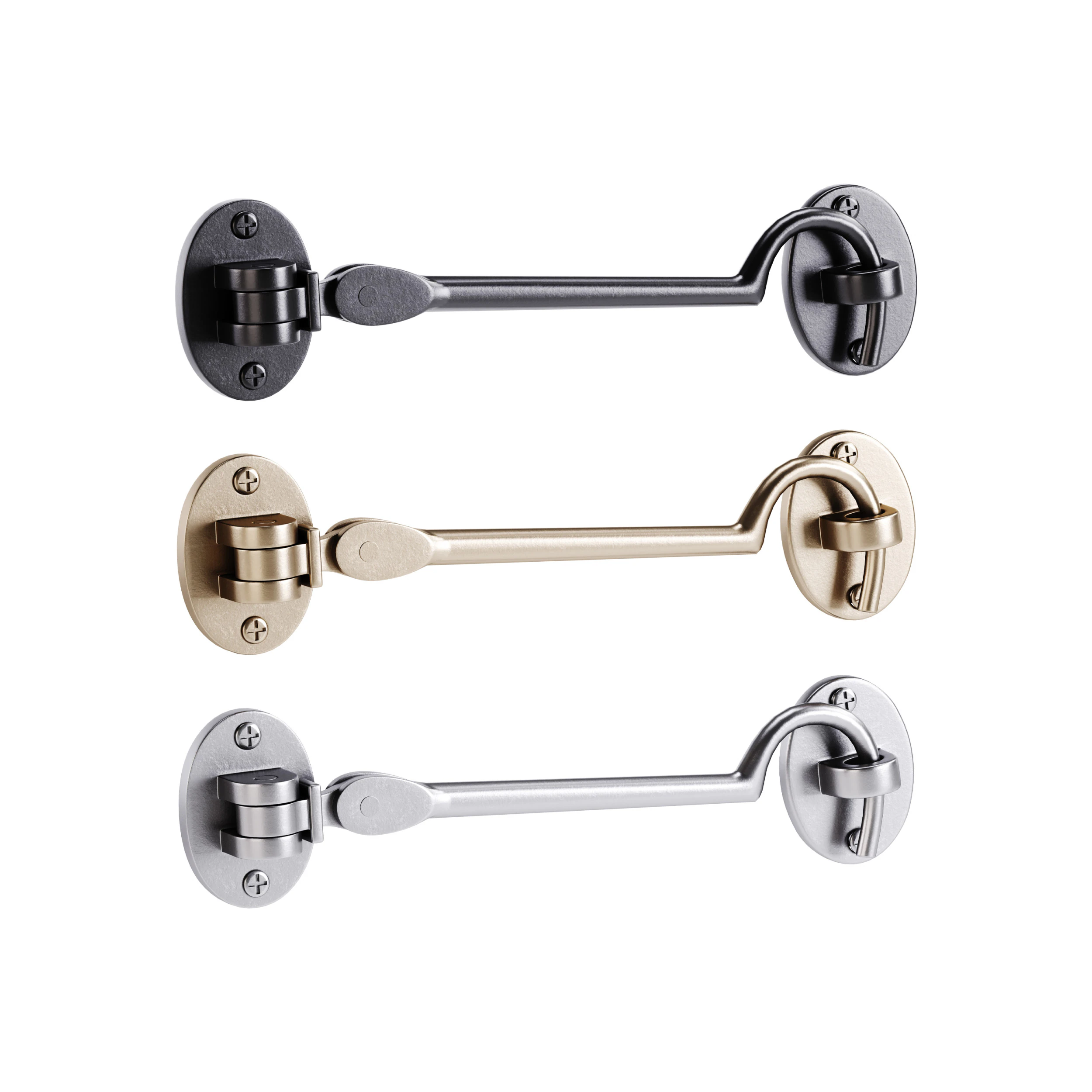 Oil Rubbed Bronze Finish Solid Brass Swivel Pivot Style Cabin Eyelet Latches 3D Model .c4d .max .obj .3ds .fbx .stl .blend 