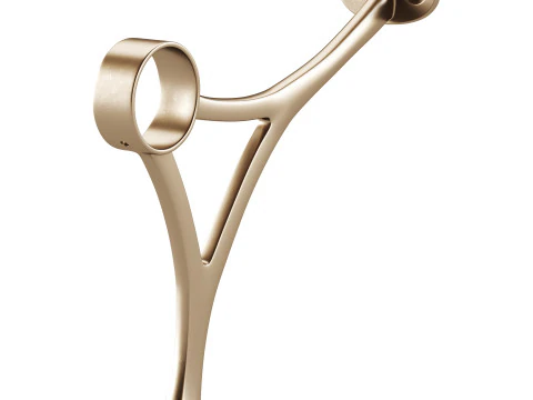 Polished Solid Brass Wall Mount Bar Bracket for Hanging Rail 3D Model