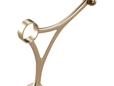 Polished Solid Brass Wall Mount Bar Bracket for Hanging Rail 3D 模型
