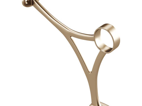 Polished Solid Brass Wall Mount Bar Bracket for Hanging Rail 3D Model