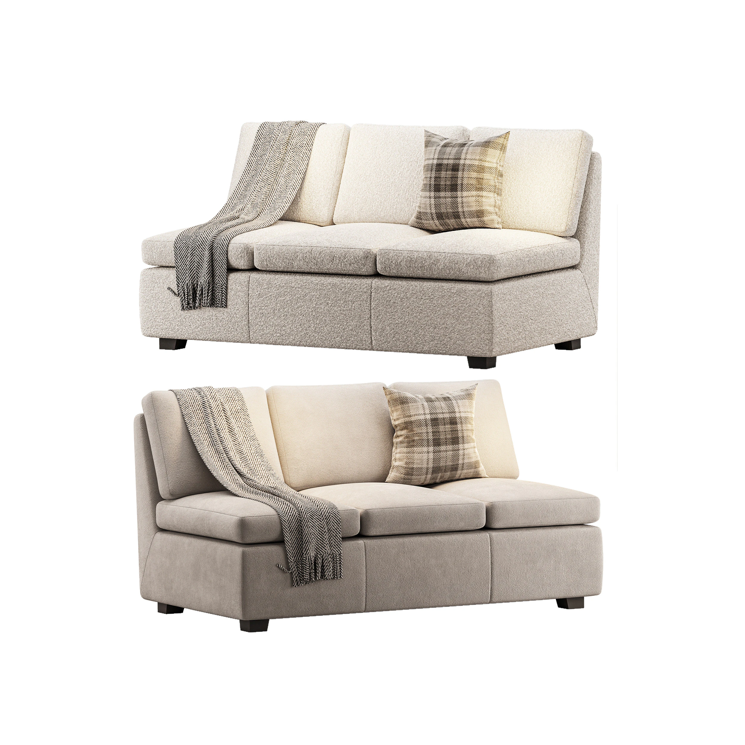 Profiles Armless Sofa 3D Model .c4d .max .obj .3ds .fbx .stl .blend