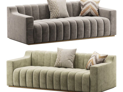 Room Simple Couch Chesterfield Fabric Sofa 3D Model