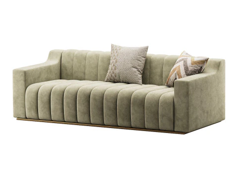 Room Simple Couch Chesterfield Fabric Sofa 3D Model