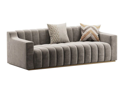 Room Simple Couch Chesterfield Fabric Sofa 3D Model