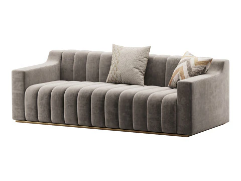 Room Simple Couch Chesterfield Fabric Sofa 3D Model