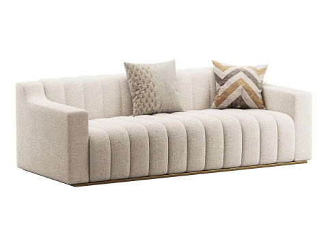 Room Simple Couch Chesterfield Fabric Sofa 3D Model