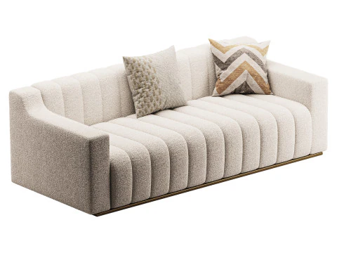 Room Simple Couch Chesterfield Fabric Sofa 3D Model