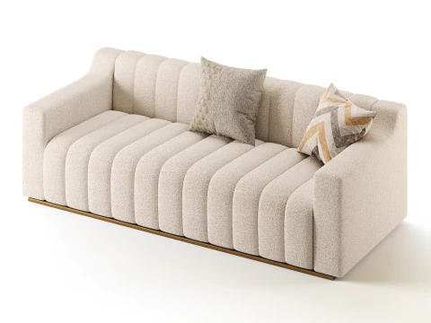 Room Simple Couch Chesterfield Fabric Sofa 3D Model
