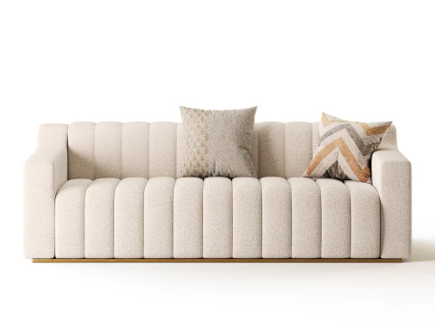Room Simple Couch Chesterfield Fabric Sofa 3D Model