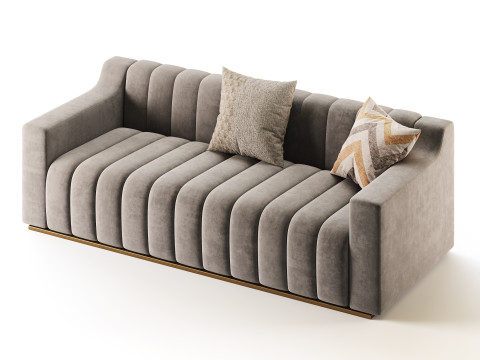 Room Simple Couch Chesterfield Fabric Sofa Modelo 3D