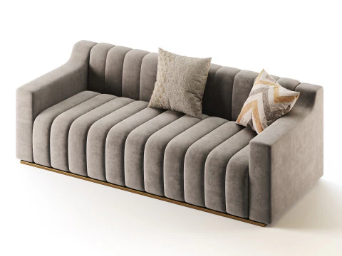 Room Simple Couch Chesterfield Fabric Sofa 3D Model