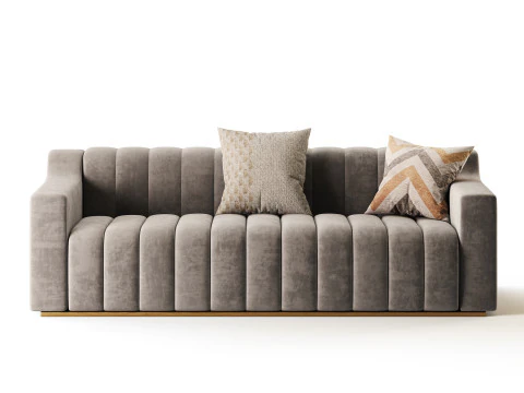 Room Simple Couch Chesterfield Fabric Sofa 3D Model