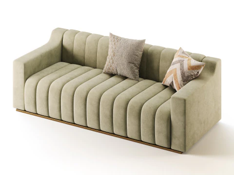 Room Simple Couch Chesterfield Fabric Sofa 3D Model