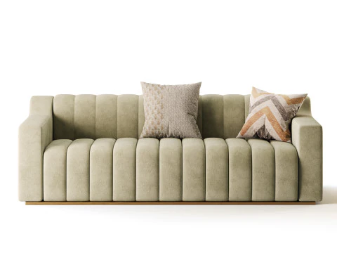 Room Simple Couch Chesterfield Fabric Sofa 3D Model