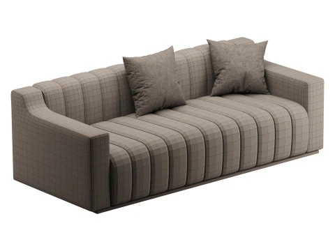 Room Simple Couch Chesterfield Fabric Sofa 3D Model
