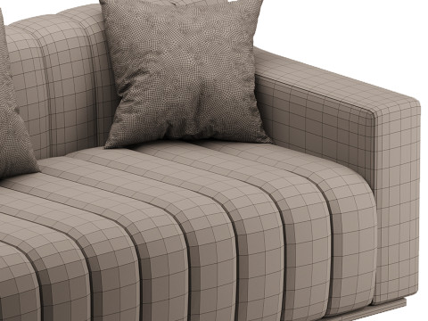 Room Simple Couch Chesterfield Fabric Sofa Modelo 3D