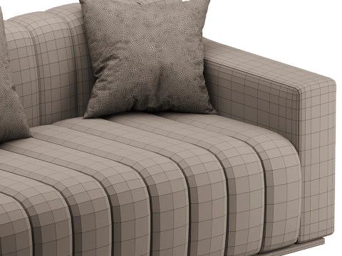 Room Simple Couch Chesterfield Fabric Sofa 3D Model
