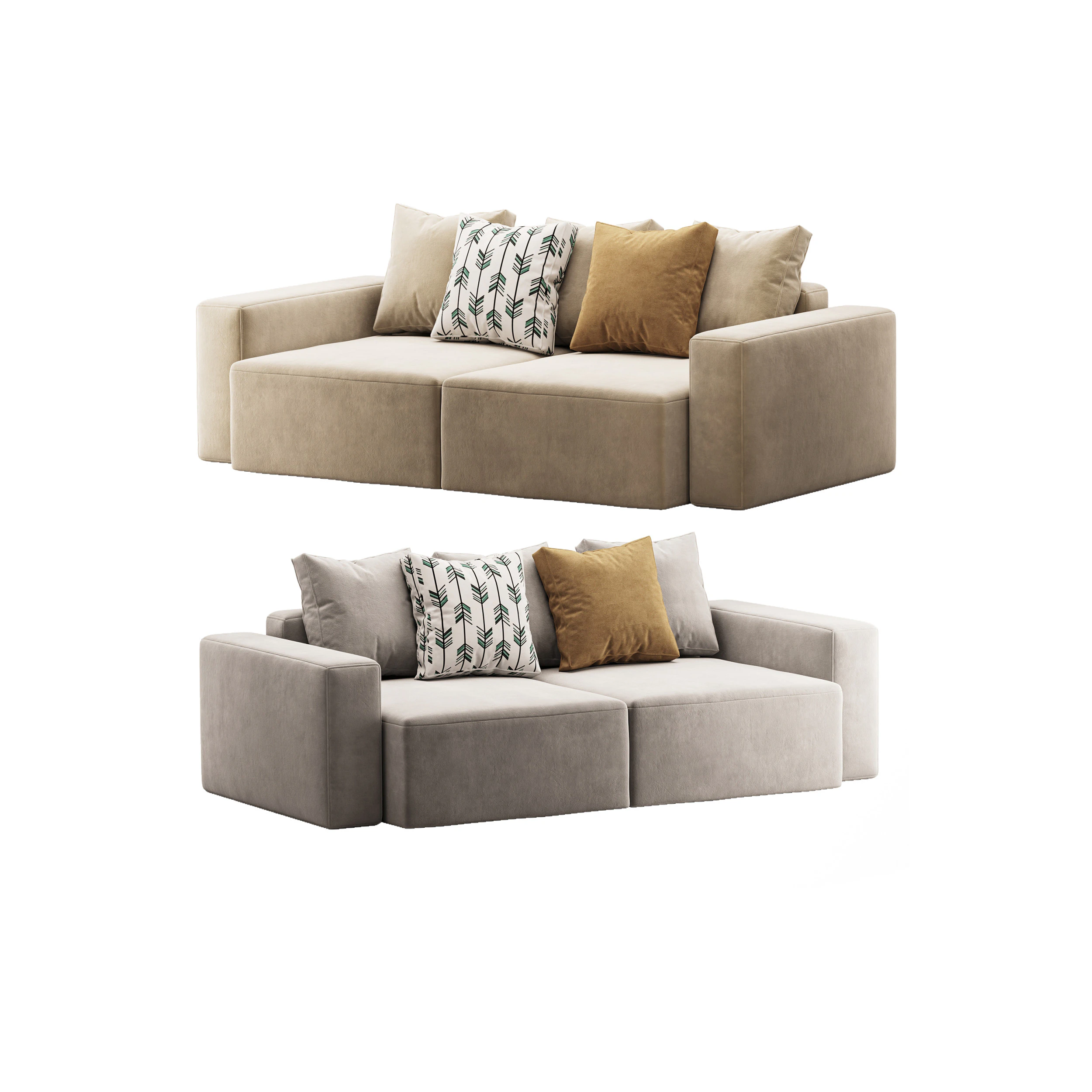 Vincent Navy Blue Retractable Sofa 3D Model .c4d .max .obj .3ds .fbx .stl .blend