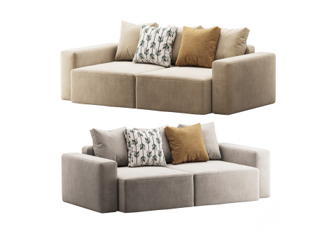 Vincent Navy Blue Retractable Sofa 3D Модель