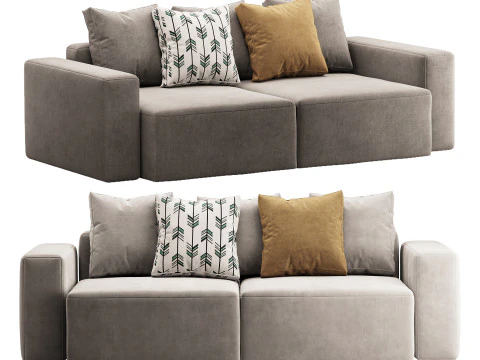 Vincent Navy Blue Retractable Sofa 3D Model