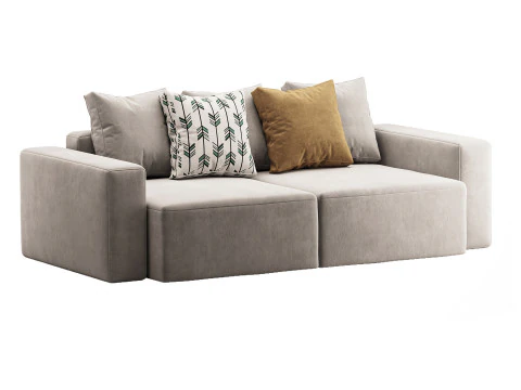 Vincent Navy Blue Retractable Sofa 3D Model