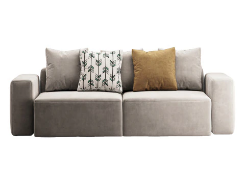 Vincent Navy Blue Retractable Sofa 3D Model