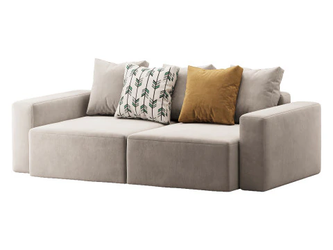 Vincent Navy Blue Retractable Sofa 3D Model