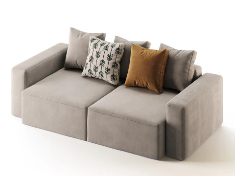 Vincent Navy Blue Retractable Sofa 3D Model