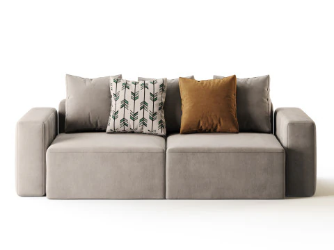 Vincent Navy Blue Retractable Sofa 3D Model