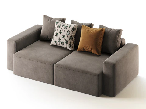 Vincent Navy Blue Retractable Sofa 3D Model