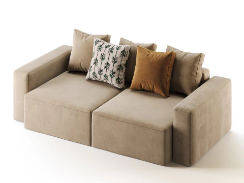 Vincent Navy Blue Retractable Sofa 3D Model
