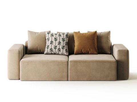 Vincent Navy Blue Retractable Sofa 3D Model