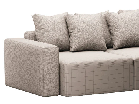 Vincent Navy Blue Retractable Sofa 3D Model