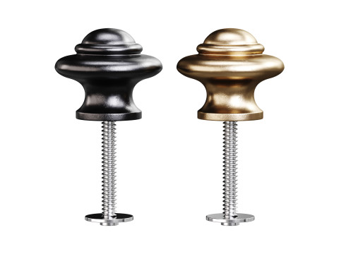 Wrought Iron Cabinet Knob Black Round Model 3D
