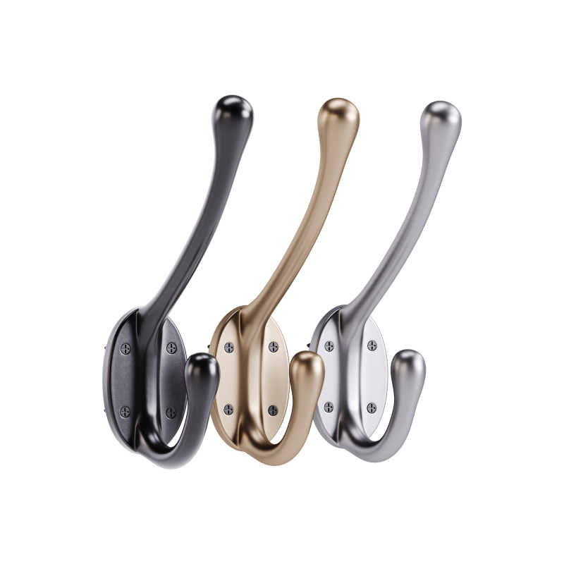 Wrought Iron Double Hook Black for Coats Towels Robes 3D Модель .c4d .max .obj .3ds .fbx .stl .blend