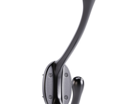 Wrought Iron Double Hook Black for Coats Towels Robes 3D Модель