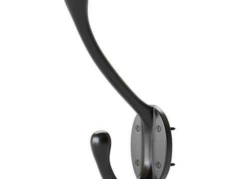 Wrought Iron Double Hook Black for Coats Towels Robes 3D Модель