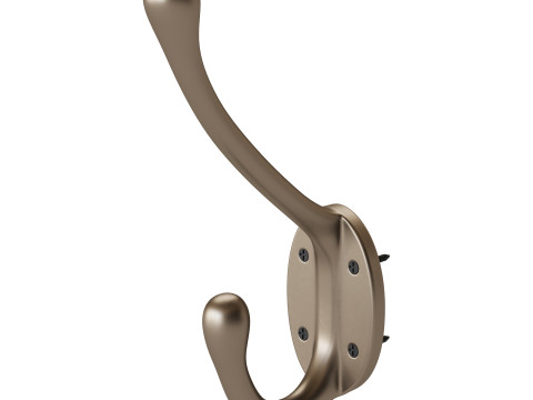 Wrought Iron Double Hook Black for Coats Towels Robes 3D Модель
