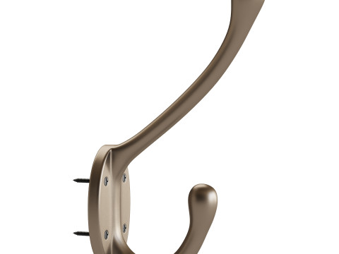 Wrought Iron Double Hook Black for Coats Towels Robes 3D Модель