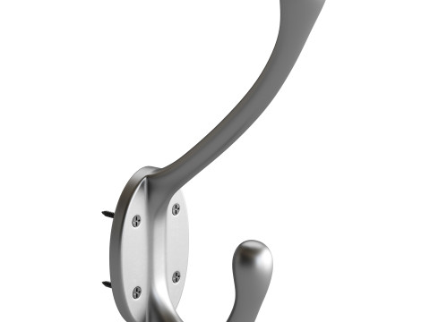 Wrought Iron Double Hook Black for Coats Towels Robes 3D Модель