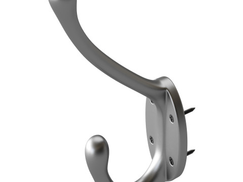 Wrought Iron Double Hook Black for Coats Towels Robes 3D Модель