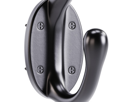 Wrought Iron Double Hook Black for Coats Towels Robes 3D Модель