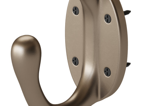 Wrought Iron Double Hook Black for Coats Towels Robes 3D Модель