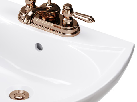 Ondine Pedestal white washbasin 3D Model