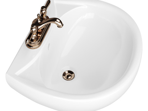 Ondine Pedestal white washbasin 3D Model