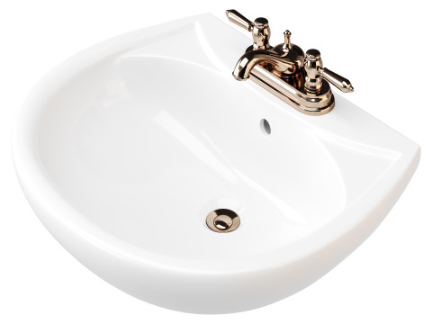 Ondine Pedestal white washbasin 3D Model