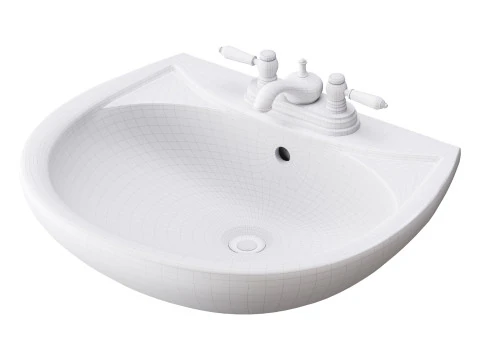 Ondine Pedestal white washbasin 3D Model