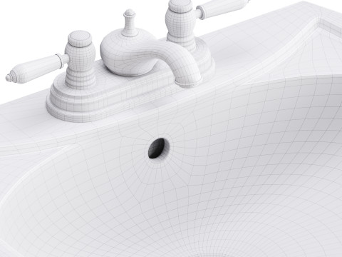 Ondine Pedestal white washbasin 3D Model