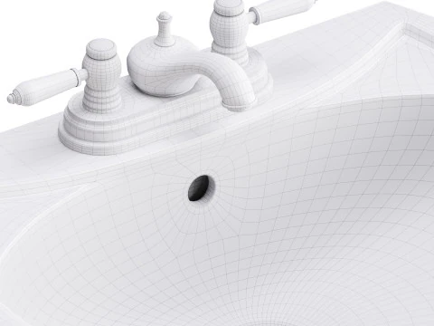 Ondine Pedestal white washbasin 3D Model