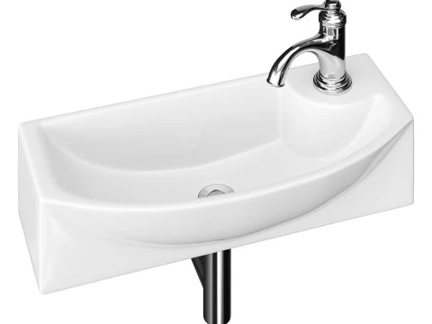 Small Wall Mount Bathroom Vessel Sink 3D Model